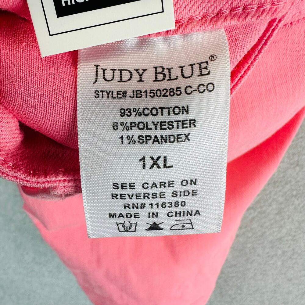 New Judy Blue Womans Sz 1XL Jean Denim Short High Rise Pink Stretch Pockets NWT - Picture 10 of 10